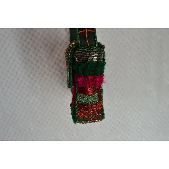 Anthropologie The Fiona Beaded Bag Holiday Plaid Edition - Picture 8 of 16